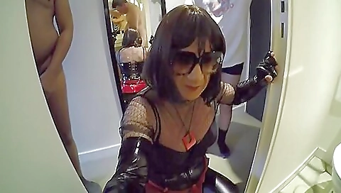 Busty brunette gets her ass pounded by a dick in a threesome