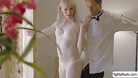 Lingerie babe enjoys anal penetration and some cock