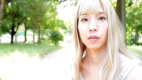 Horny asian blonde is going to take the old cock into her mouth