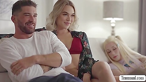 Blonde stepsister rides her stepbrother's big cock