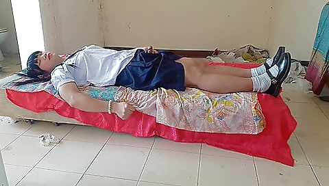 Sexy schoolgirl is playing in public and wearing it all day long