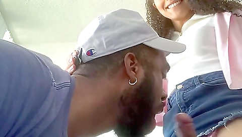 Ebony whore gets deep throat sex with his hard dick